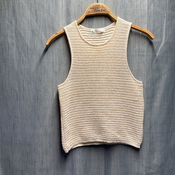 🏴 OAK + FORT Cream Tank Top / crop style size medium - Picture 2 of 7